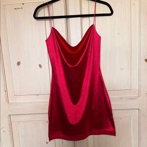 Chic Red Satin Mini Dress